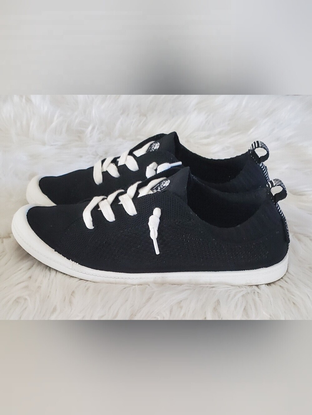 Roxy Bayshore III Black Knit Sneakers | Memory Foam Lace-Up Casual Shoes Size 10